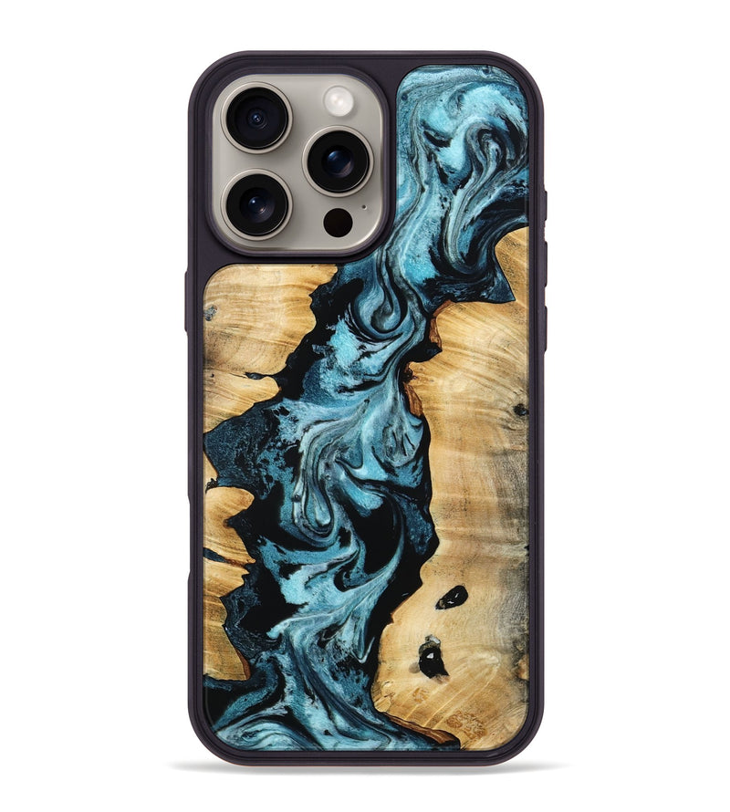 iPhone 16 Pro Max Wood Phone Case - Buck (Blue, 802321)