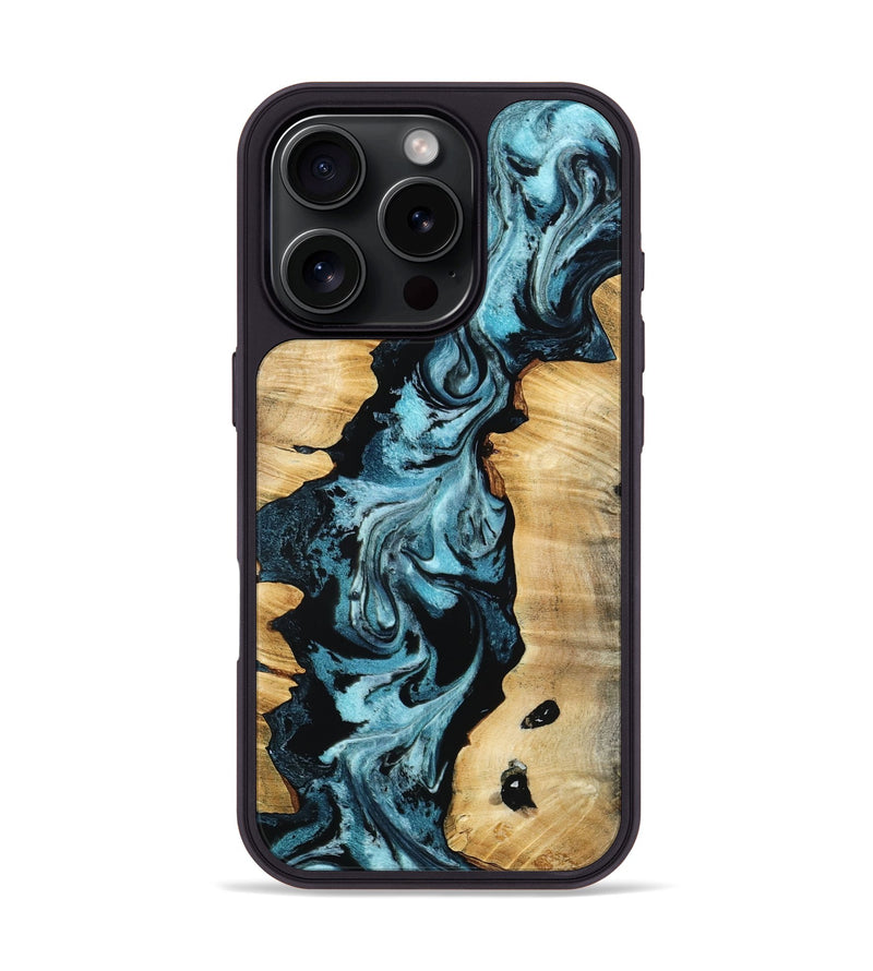 iPhone 16 Pro Wood Phone Case - Buck (Blue, 802321)
