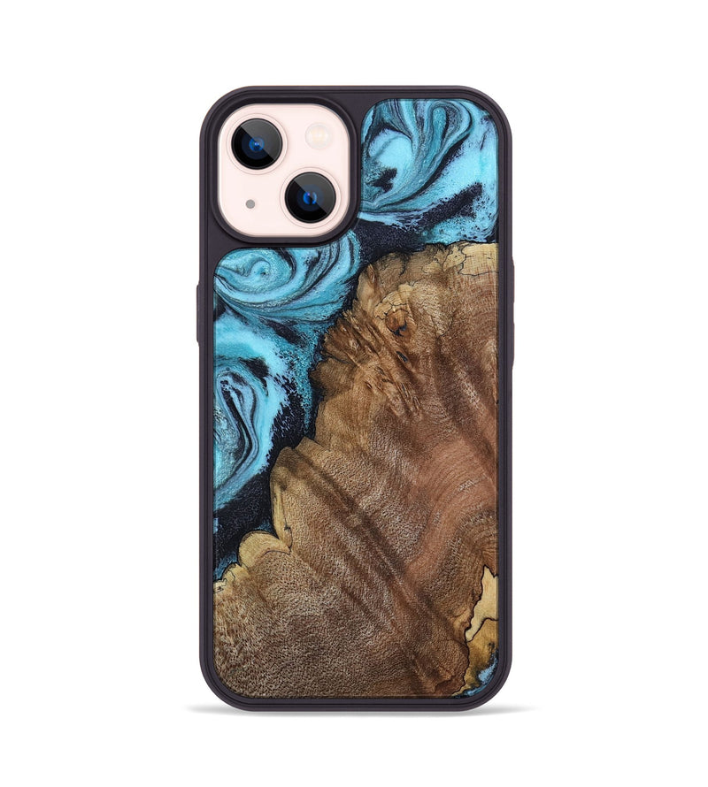 iPhone 14 Wood Phone Case - Carrol (Blue, 802322)