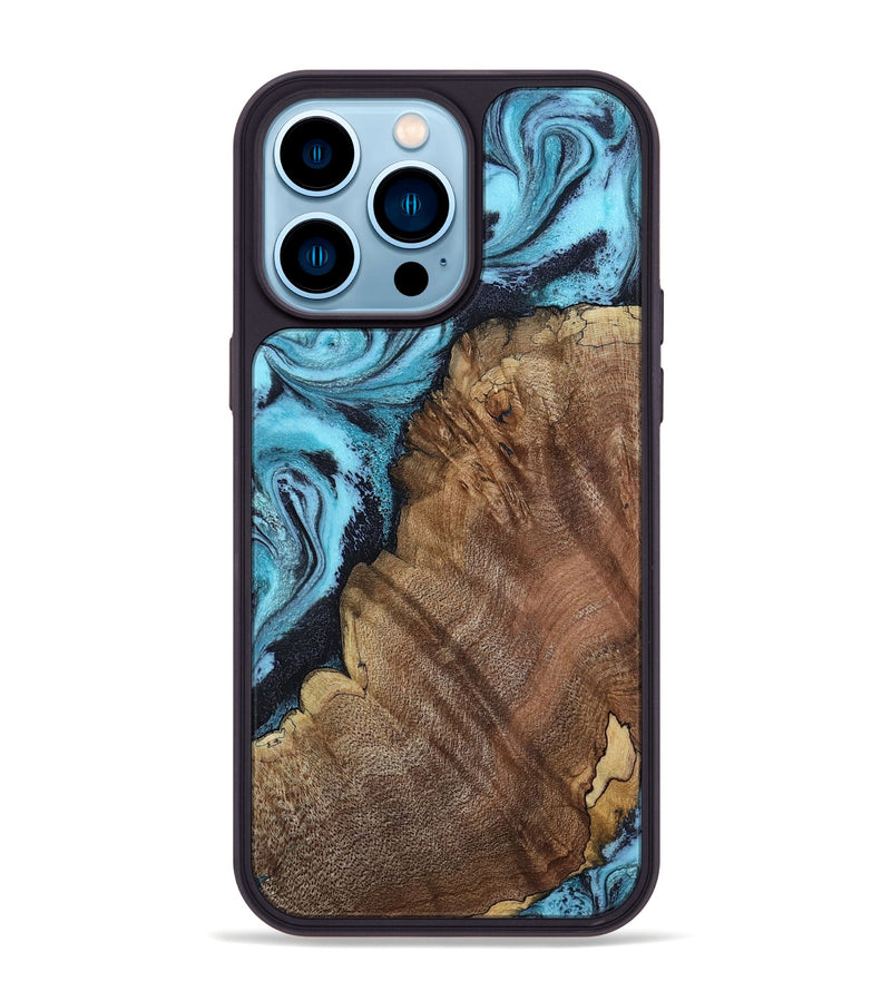 iPhone 14 Pro Max Wood Phone Case - Carrol (Blue, 802322)