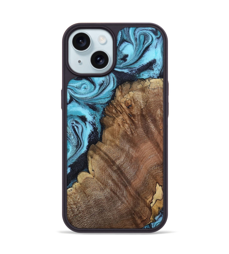 iPhone 15 Wood Phone Case - Carrol (Blue, 802322)