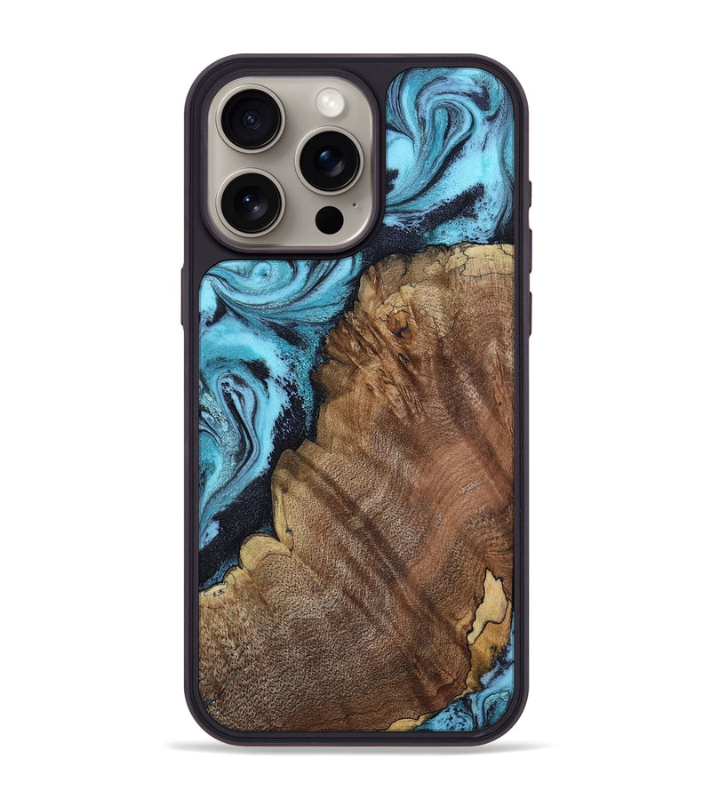iPhone 15 Pro Max Wood Phone Case - Carrol (Blue, 802322)