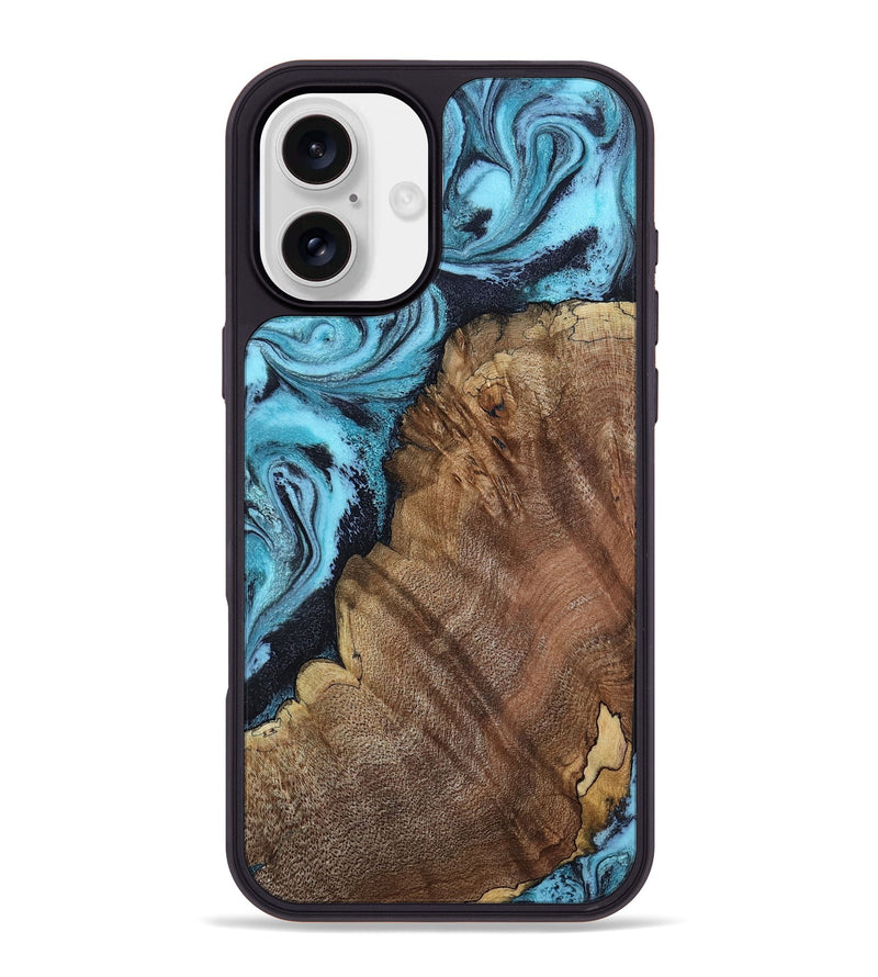 iPhone 16 Plus Wood Phone Case - Carrol (Blue, 802322)