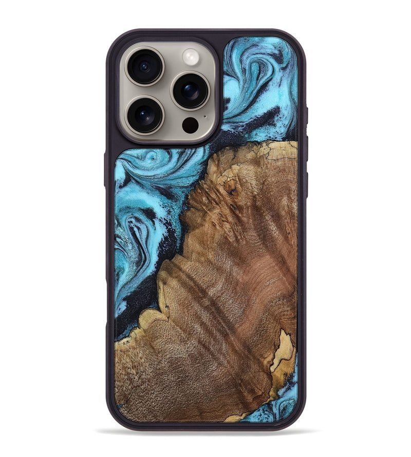 iPhone 16 Pro Max Wood Phone Case - Carrol (Blue, 802322)