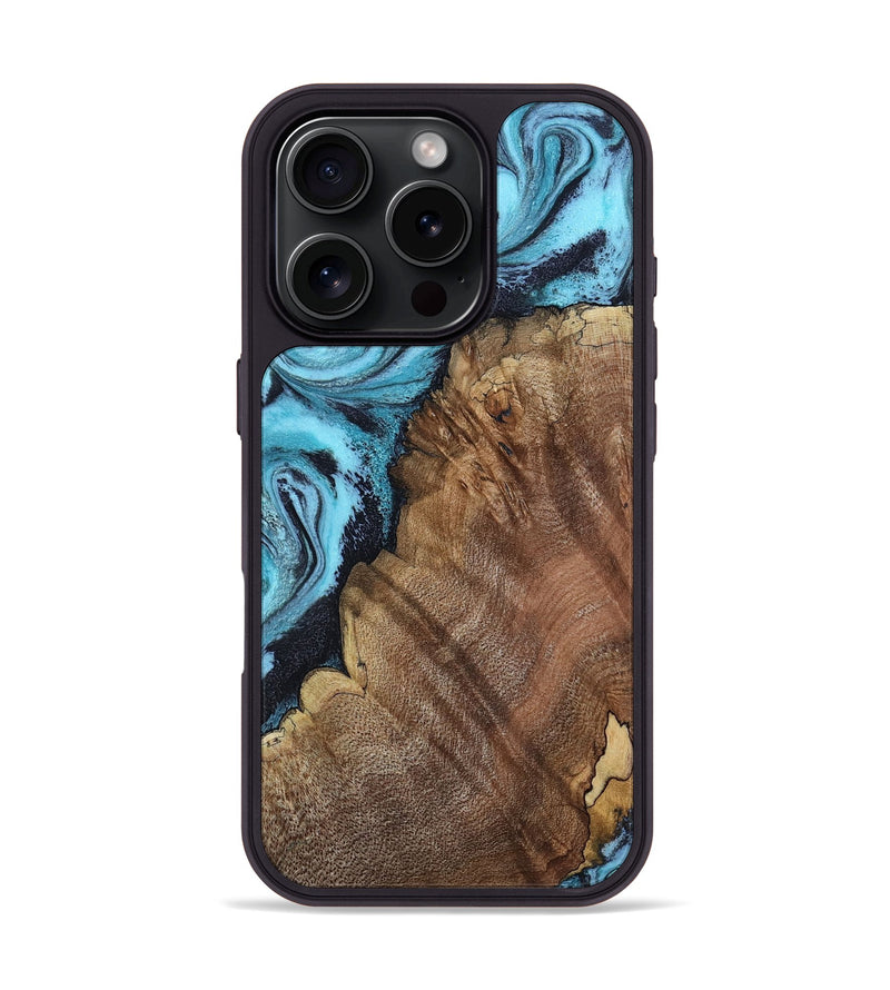 iPhone 16 Pro Wood Phone Case - Carrol (Blue, 802322)