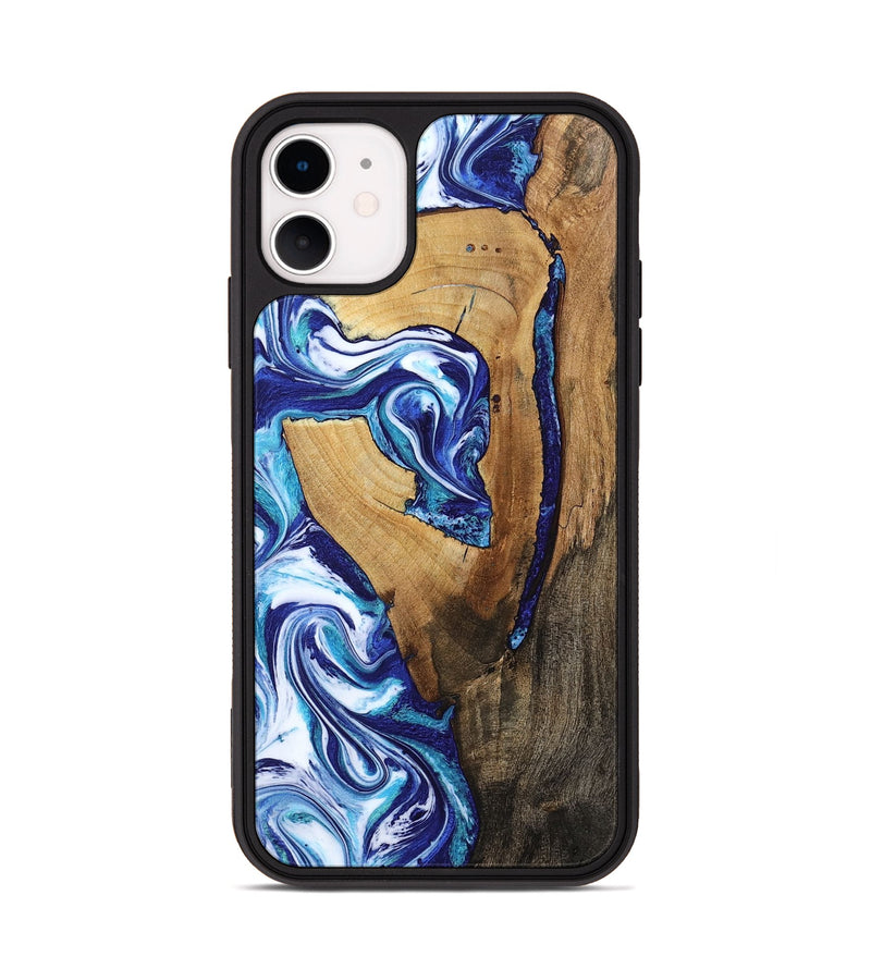 iPhone 11 Wood Phone Case - Taurean (Blue, 802323)