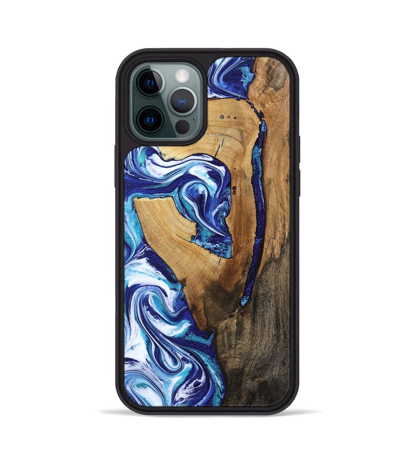 iPhone 12 Pro Wood Phone Case - Taurean (Blue, 802323)