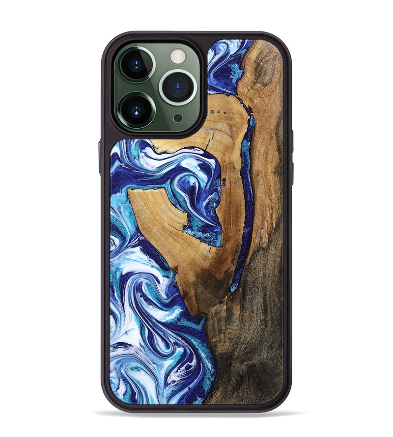 iPhone 13 Pro Max Wood Phone Case - Taurean (Blue, 802323)