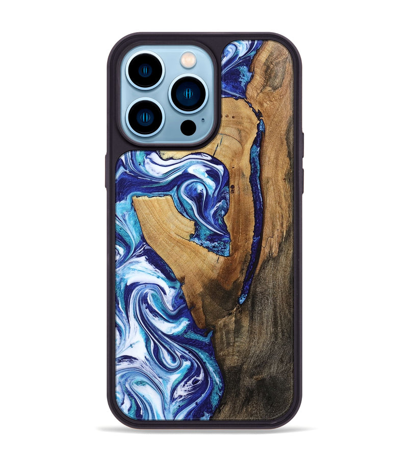 iPhone 14 Pro Max Wood Phone Case - Taurean (Blue, 802323)