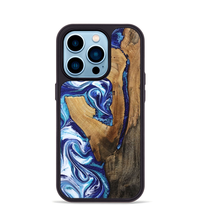 iPhone 14 Pro Wood Phone Case - Taurean (Blue, 802323)