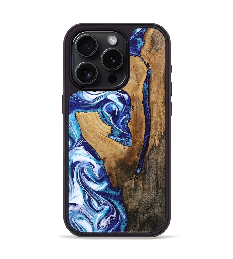 iPhone 15 Pro Wood Phone Case - Taurean (Blue, 802323)