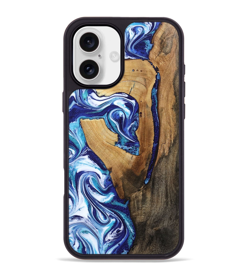 iPhone 16 Plus Wood Phone Case - Taurean (Blue, 802323)