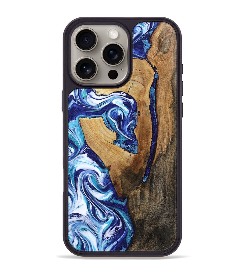 iPhone 16 Pro Max Wood Phone Case - Taurean (Blue, 802323)