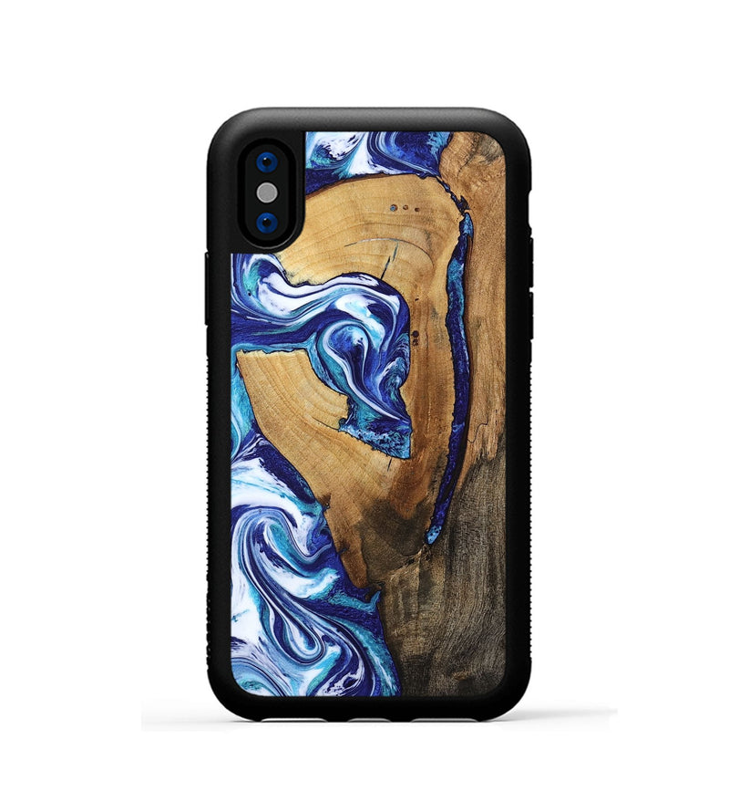 iPhone Xs Wood Phone Case - Taurean (Blue, 802323)