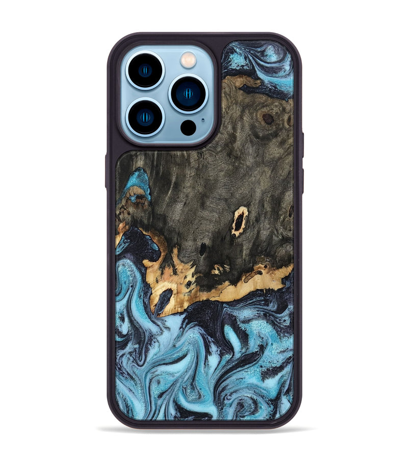 iPhone 14 Pro Max Wood Phone Case - Sydni (Blue, 802324)