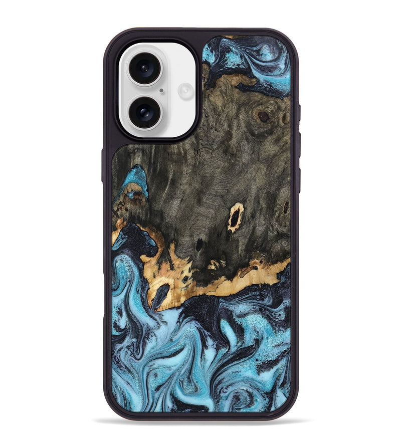 iPhone 16 Plus Wood Phone Case - Sydni (Blue, 802324)