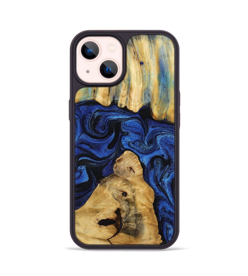 iPhone 14 Wood Phone Case - Sophia (Blue, 802325)
