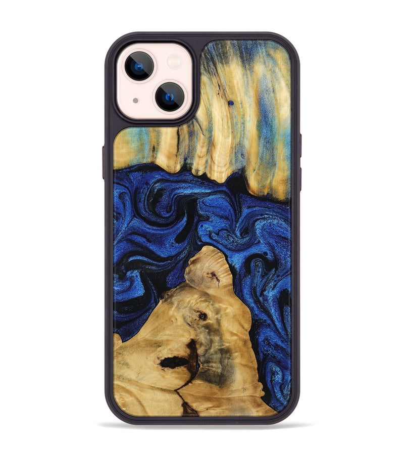 iPhone 14 Plus Wood Phone Case - Sophia (Blue, 802325)