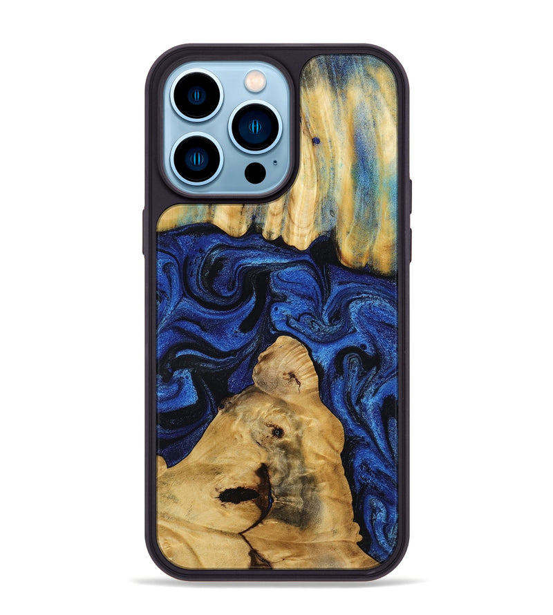 iPhone 14 Pro Max Wood Phone Case - Sophia (Blue, 802325)