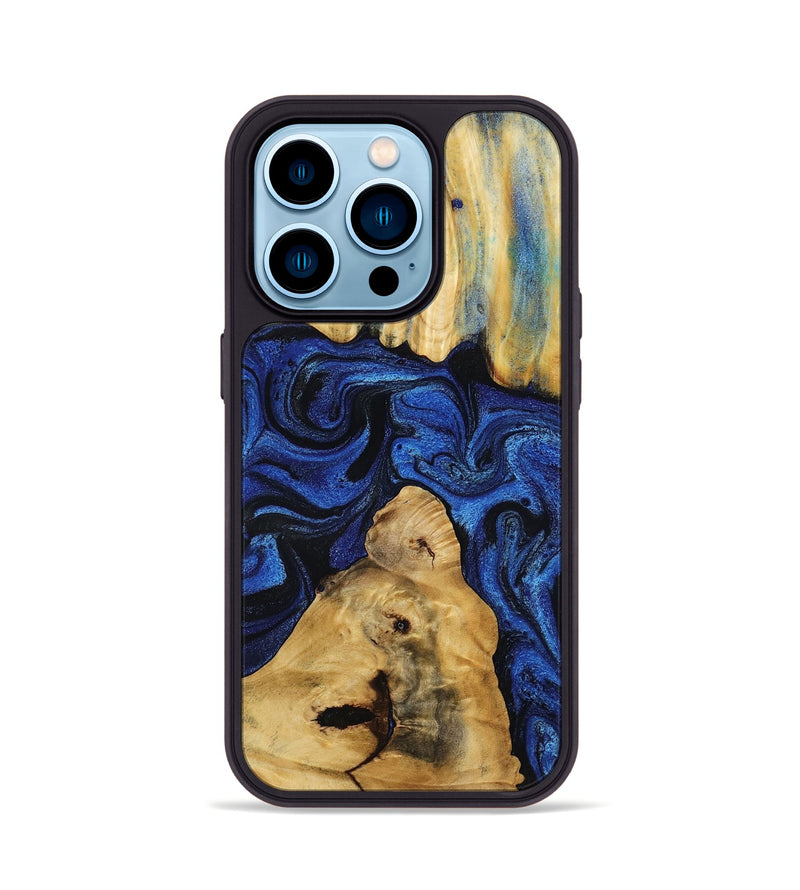 iPhone 14 Pro Wood Phone Case - Sophia (Blue, 802325)