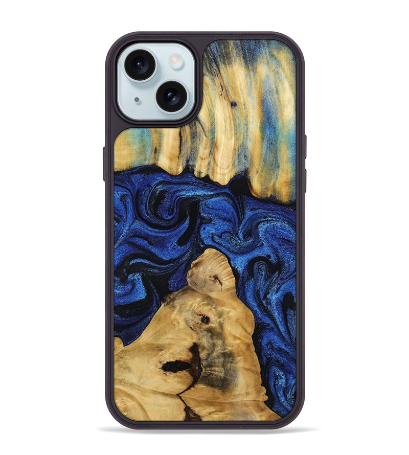 iPhone 15 Plus Wood Phone Case - Sophia (Blue, 802325)