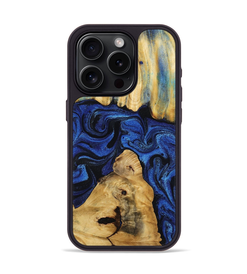 iPhone 15 Pro Wood Phone Case - Sophia (Blue, 802325)