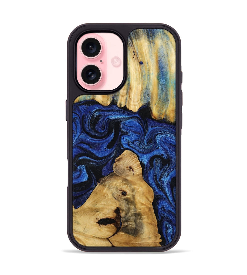 iPhone 16 Wood Phone Case - Sophia (Blue, 802325)