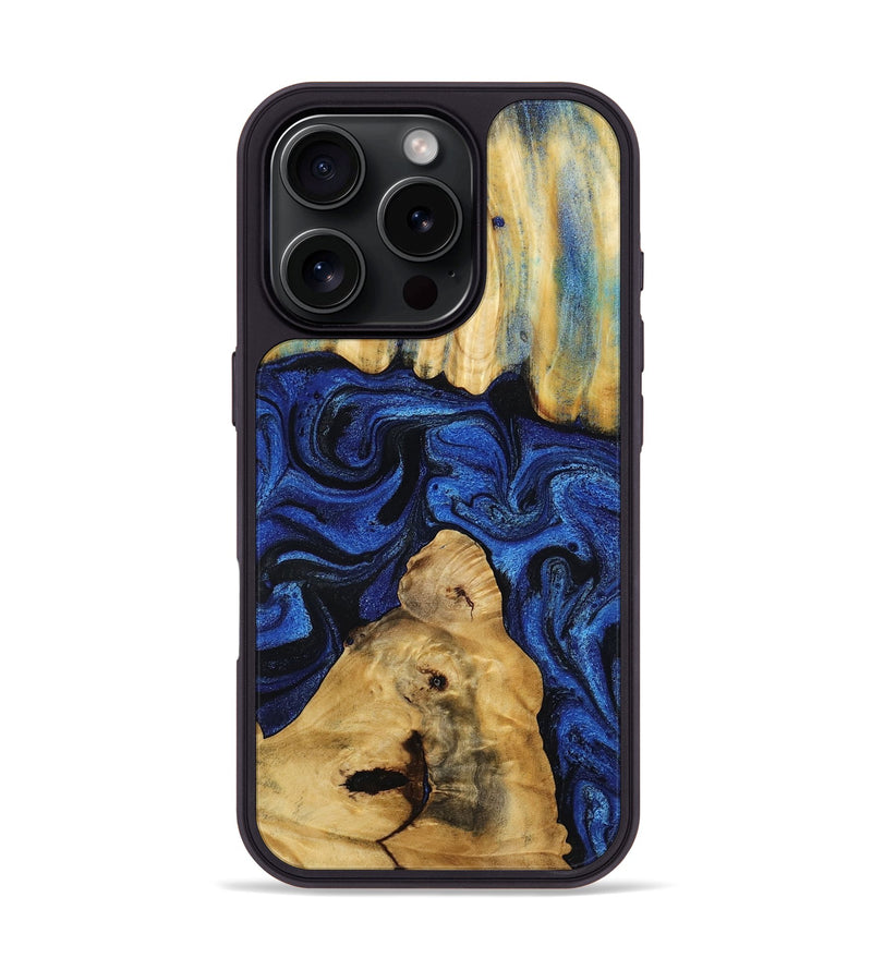 iPhone 16 Pro Wood Phone Case - Sophia (Blue, 802325)