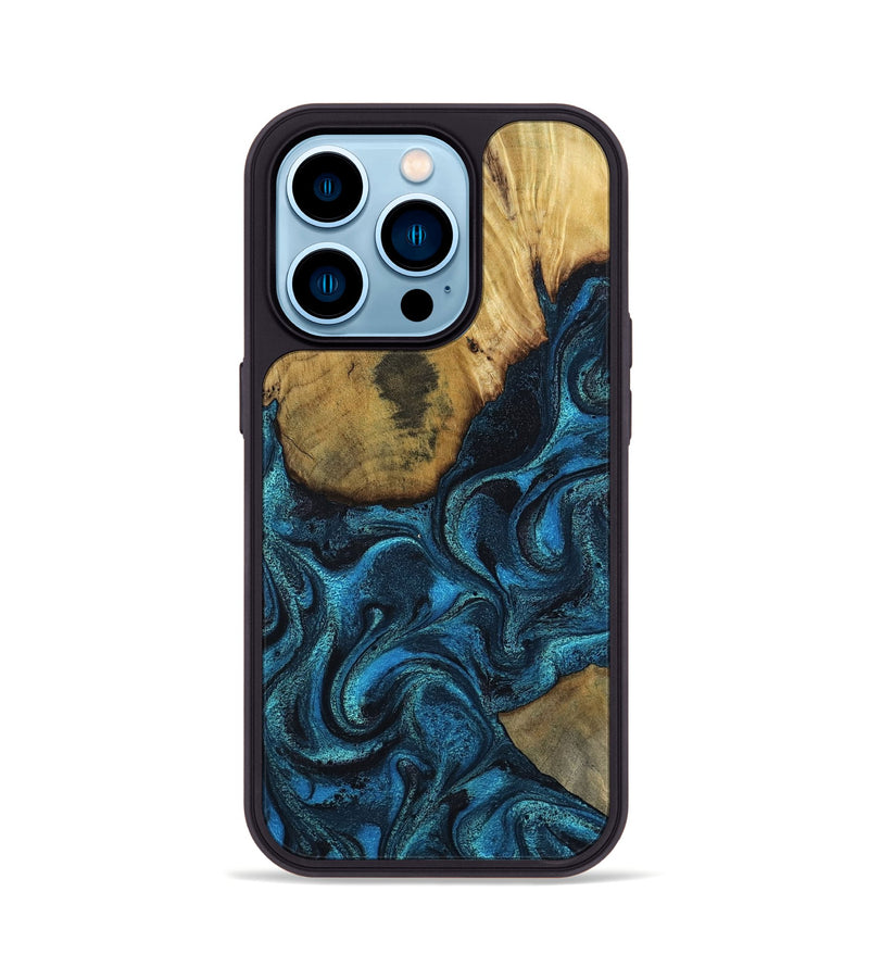 iPhone 14 Pro Wood Phone Case - Horatio (Blue, 802326)