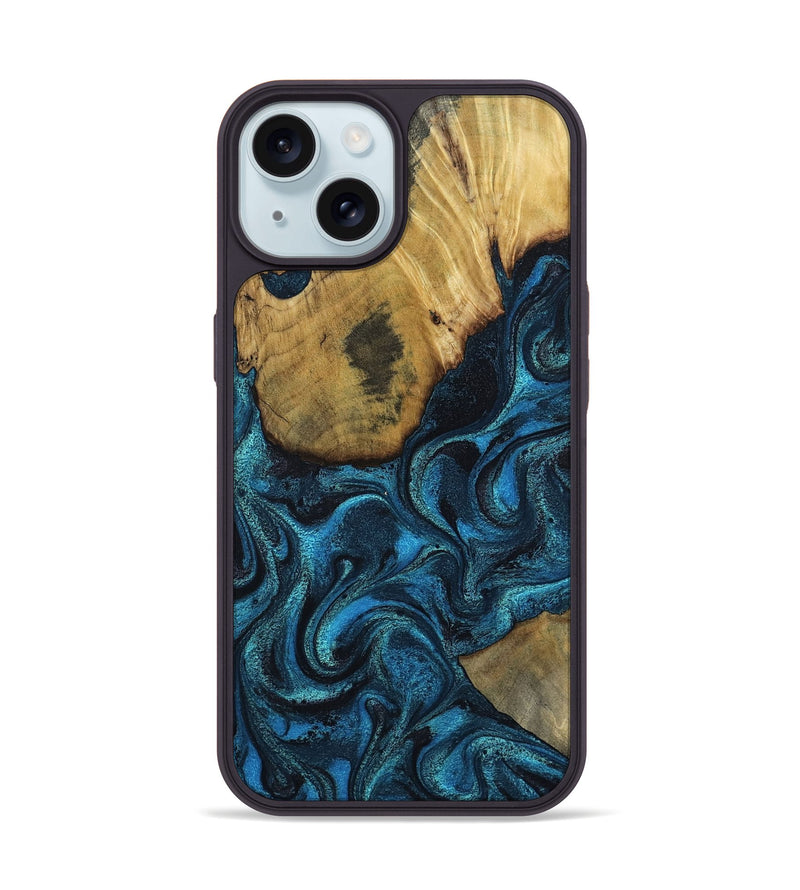 iPhone 15 Wood Phone Case - Horatio (Blue, 802326)