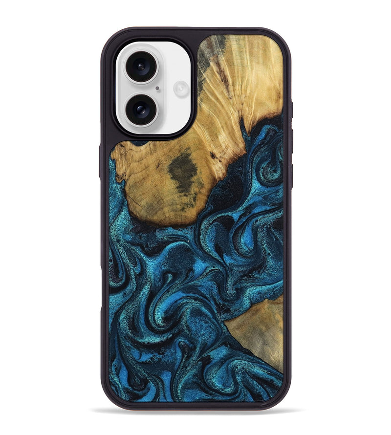 iPhone 16 Plus Wood Phone Case - Horatio (Blue, 802326)