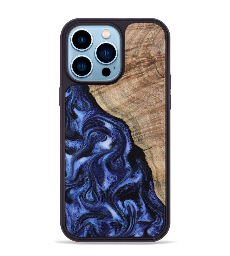 iPhone 14 Pro Max Wood Phone Case - Victor (Blue, 802327)