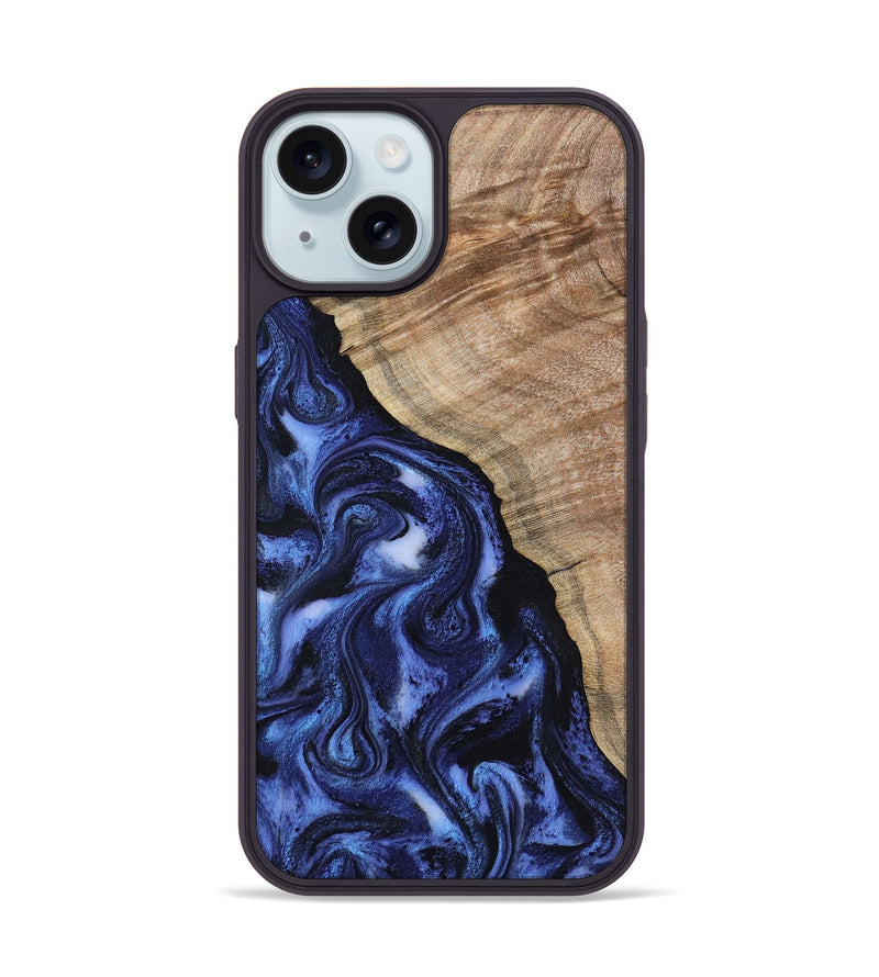 iPhone 15 Wood Phone Case - Victor (Blue, 802327)
