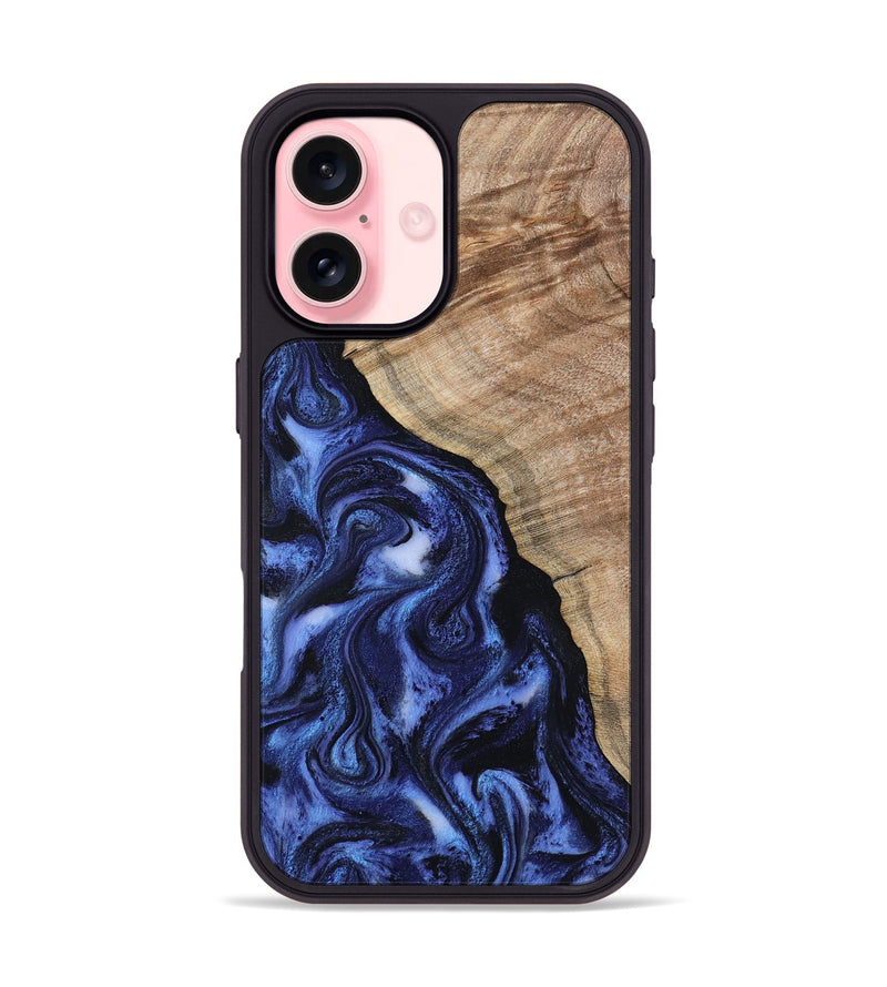 iPhone 16 Wood Phone Case - Victor (Blue, 802327)