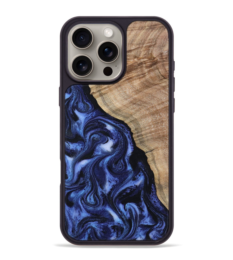 iPhone 16 Pro Max Wood Phone Case - Victor (Blue, 802327)