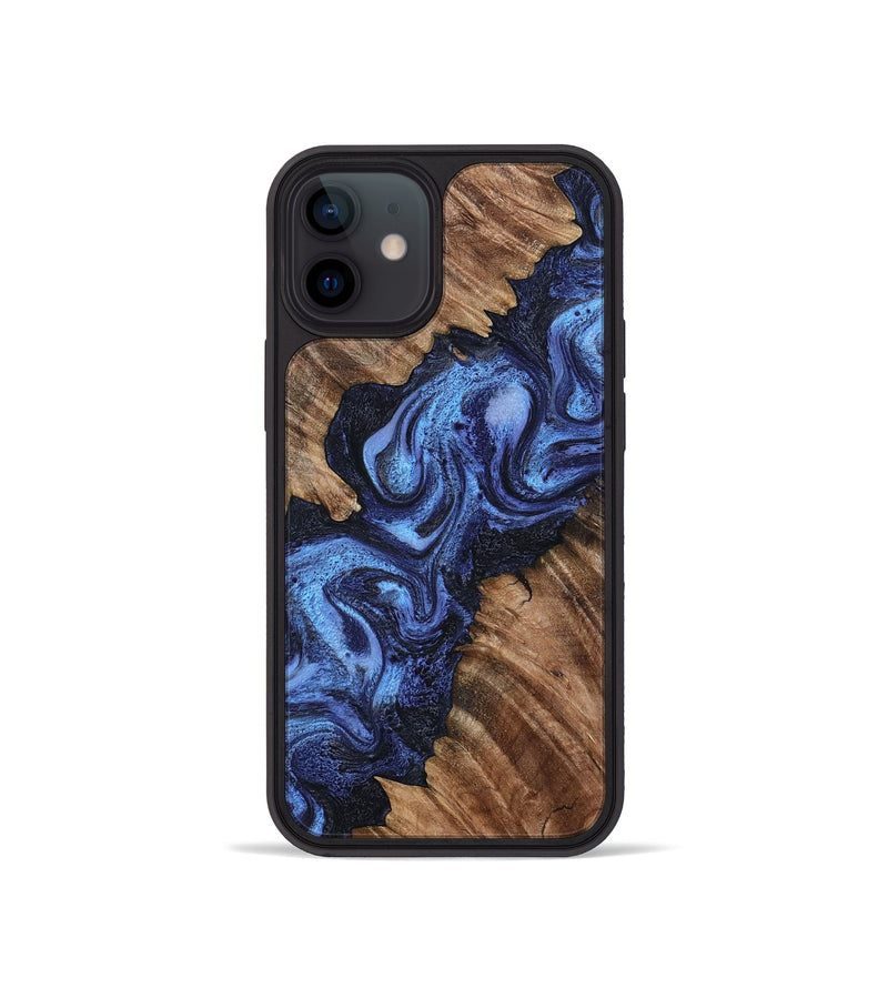 iPhone 12 mini Wood Phone Case - Rosalia (Blue, 802328)