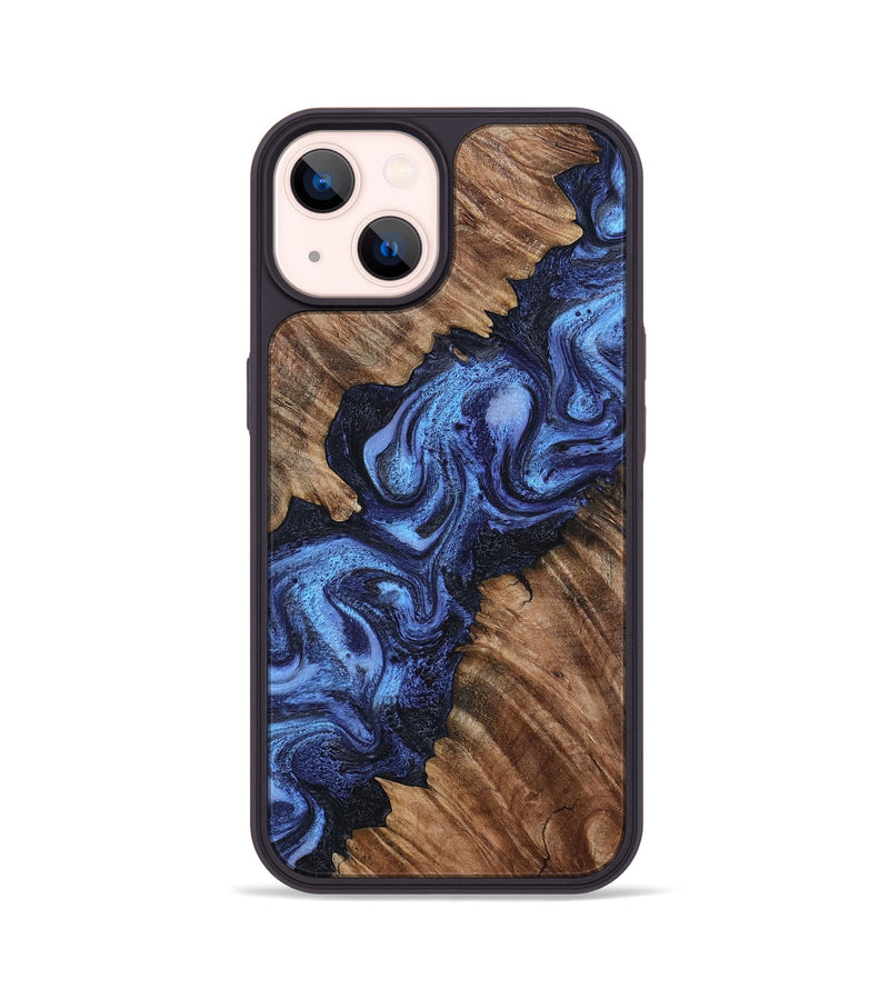 iPhone 14 Wood Phone Case - Rosalia (Blue, 802328)