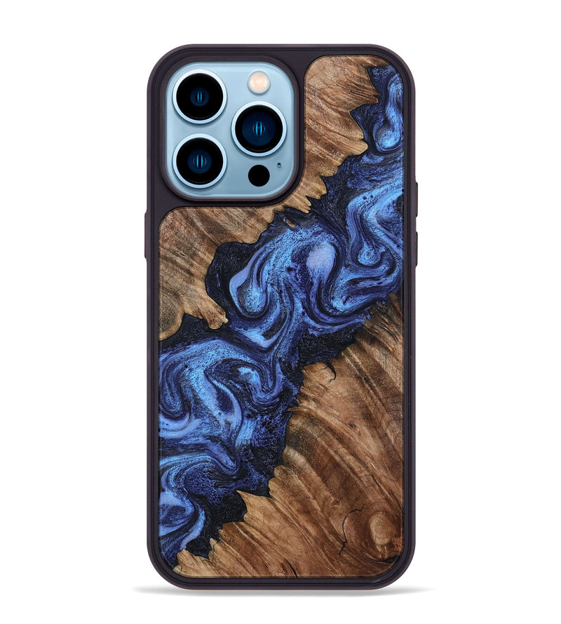 iPhone 14 Pro Max Wood Phone Case - Rosalia (Blue, 802328)