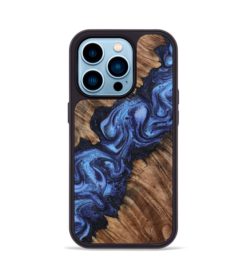 iPhone 14 Pro Wood Phone Case - Rosalia (Blue, 802328)