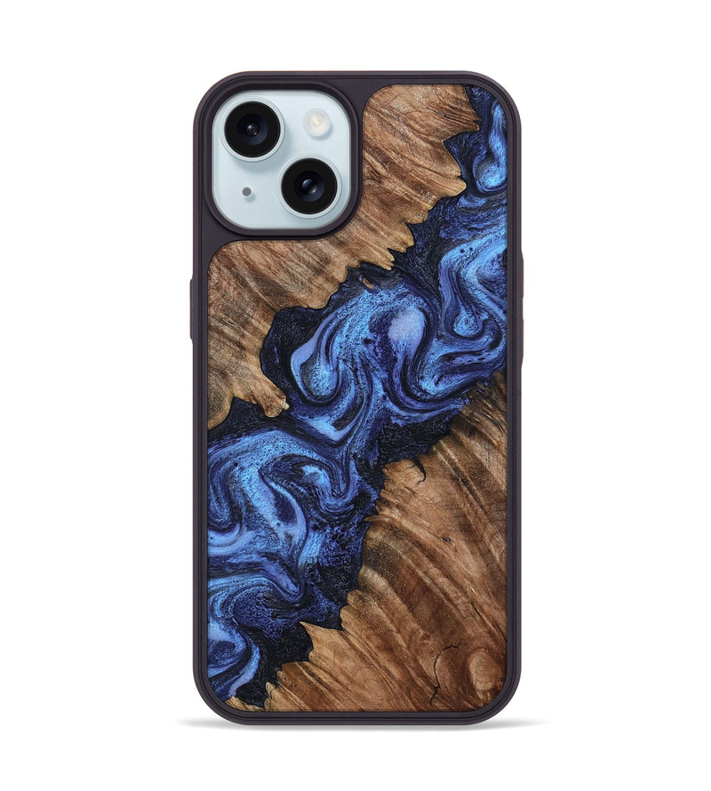 iPhone 15 Wood Phone Case - Rosalia (Blue, 802328)