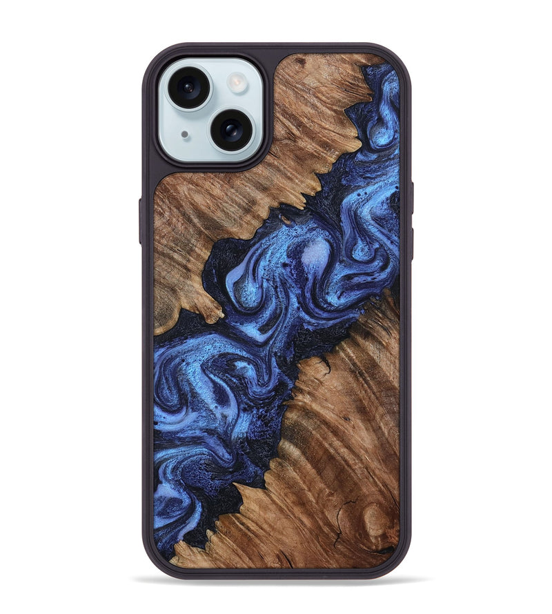 iPhone 15 Plus Wood Phone Case - Rosalia (Blue, 802328)