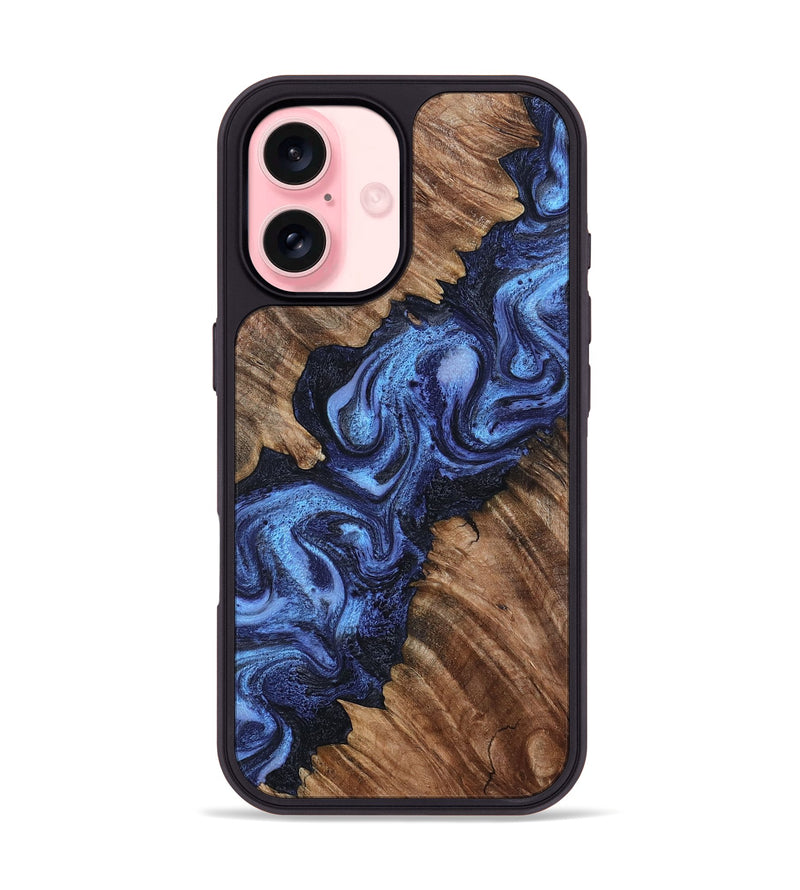 iPhone 16 Wood Phone Case - Rosalia (Blue, 802328)
