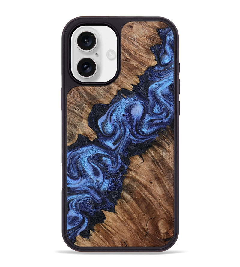 iPhone 16 Plus Wood Phone Case - Rosalia (Blue, 802328)