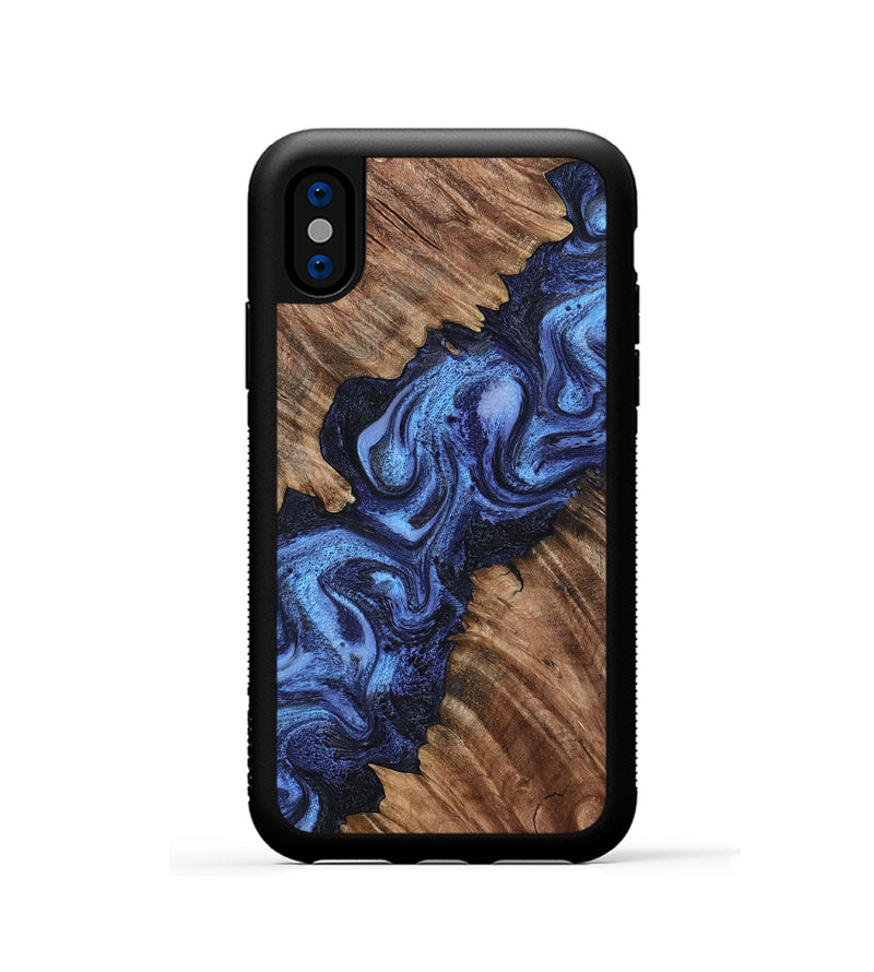 iPhone Xs Wood Phone Case - Rosalia (Blue, 802328)