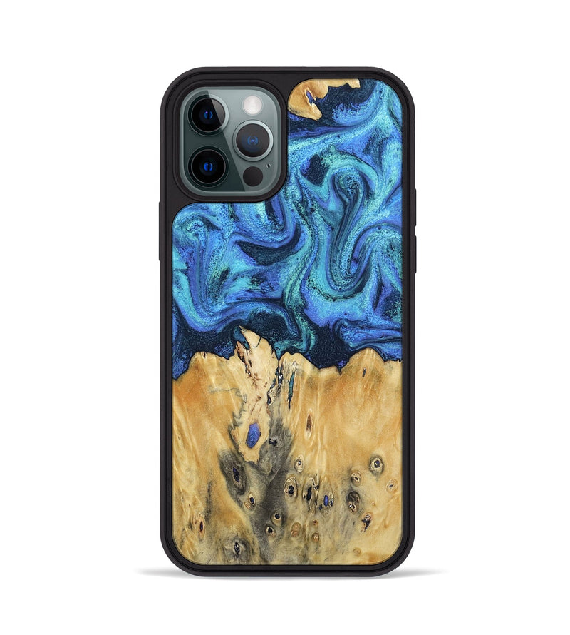 iPhone 12 Pro Wood Phone Case - Brandyn (Blue, 802329)