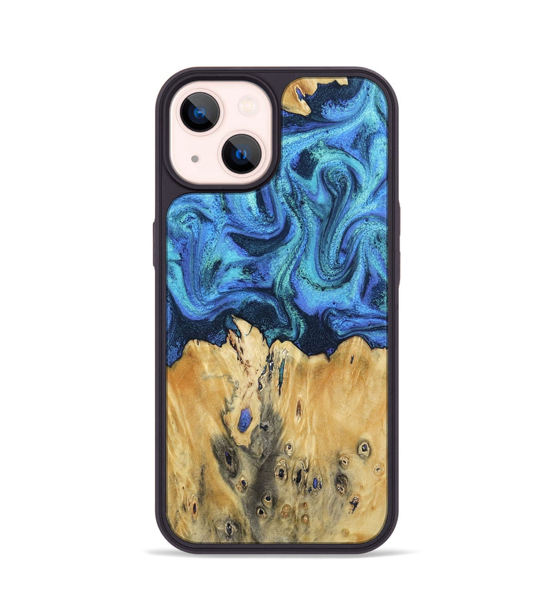 iPhone 14 Wood Phone Case - Brandyn (Blue, 802329)