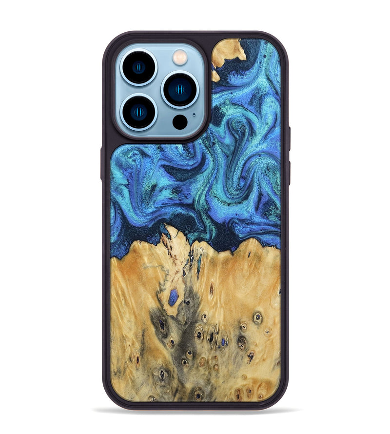 iPhone 14 Pro Max Wood Phone Case - Brandyn (Blue, 802329)