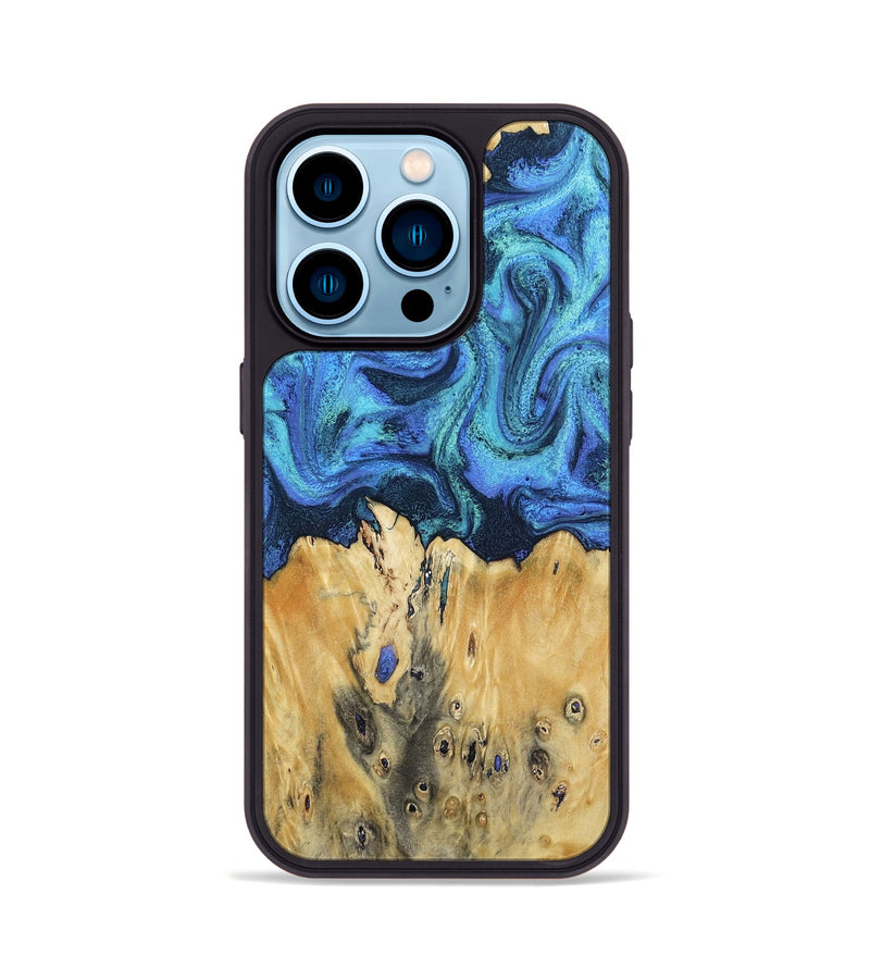 iPhone 14 Pro Wood Phone Case - Brandyn (Blue, 802329)