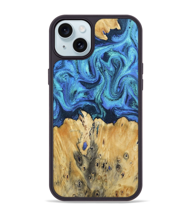 iPhone 15 Plus Wood Phone Case - Brandyn (Blue, 802329)