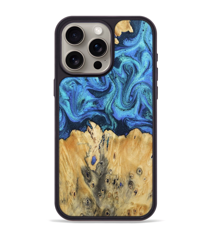 iPhone 15 Pro Max Wood Phone Case - Brandyn (Blue, 802329)